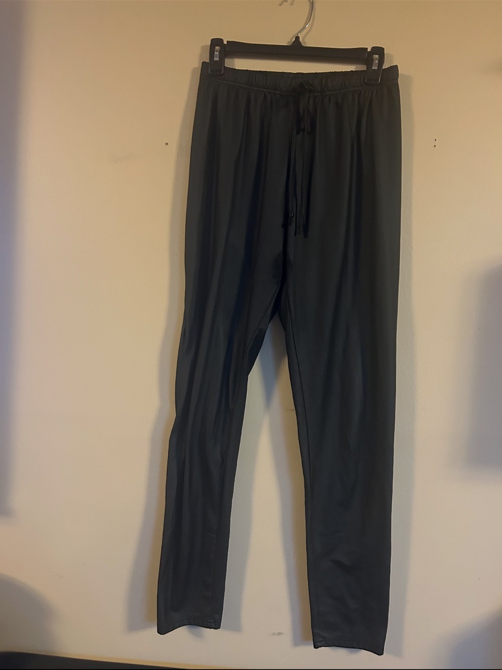 SHEIN Tall XL Black Faux Leather Drawstring Pants